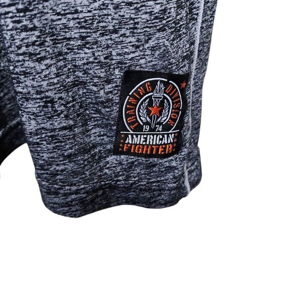 Y2K American Fighter Two Sided Tshirt Distressed Men Size XL Black Orange - Picture 2 of 5